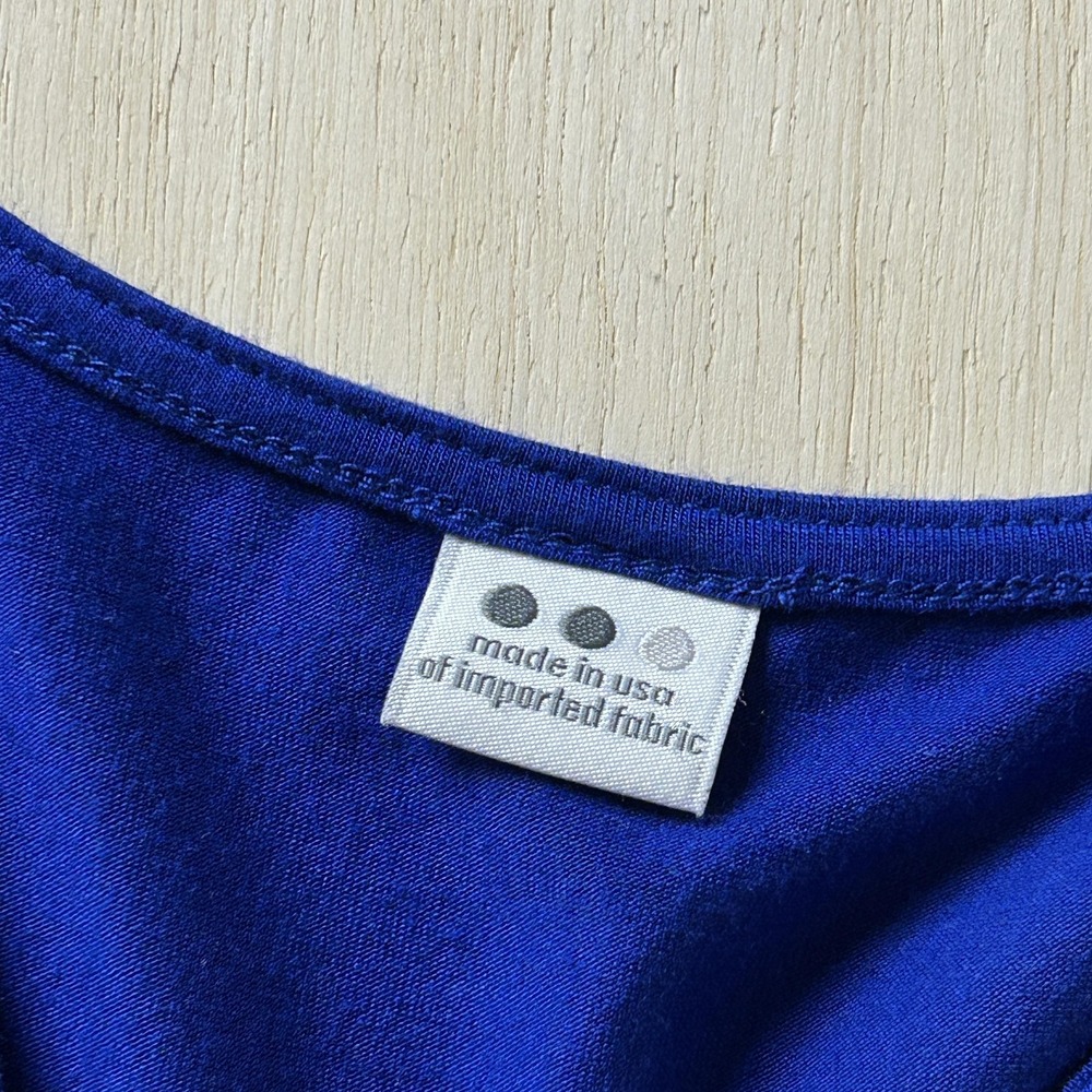 Three Dots Dress Womens Large Blue Empire Waist Ruched Sundress Knee Length - Picture 3 of 7